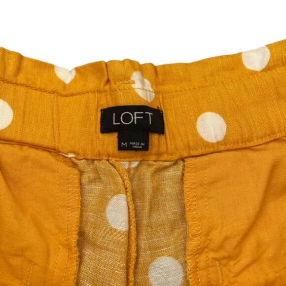 Loft Golden Yellow Polka Dot Linen Shorts - Size Medium - Picture 4 of 4